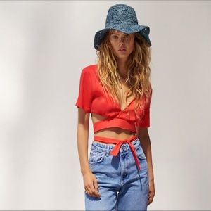 ZARA Red tied top